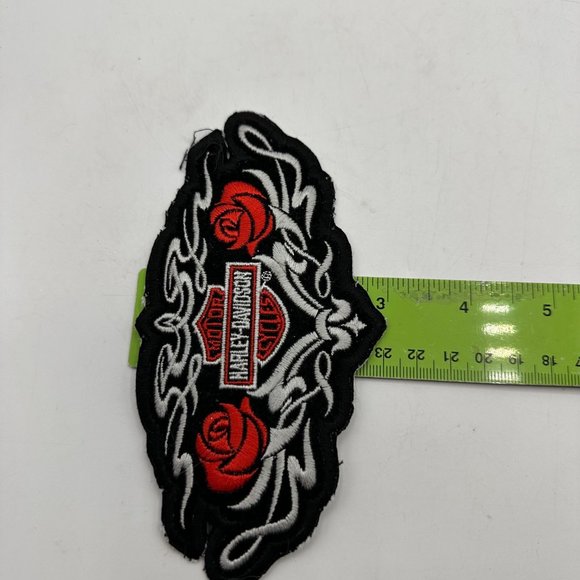 Harley Davidson Black White Roses Biker Motorcycle Patch Embroidered Logo - Picture 5 of 5